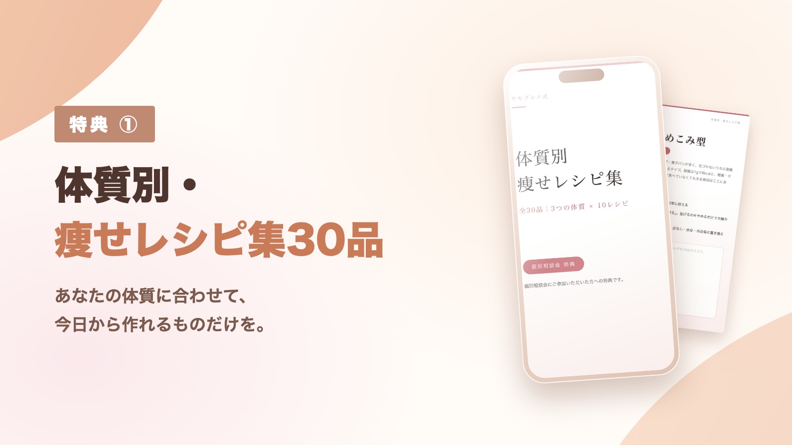 特典① 体質別・痩せレシピ集30品